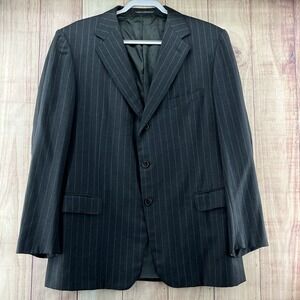 Ermenegildo Zegna Charcoal Gray Striped Wool Blazer‎ Jacket Sz 56 Sports Coat